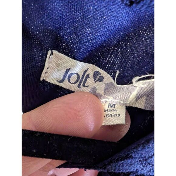 Jolt Navy Blue Sleeveless Lace Dress with Button Closure on Back Women's Size Me - Picture 7 of 10